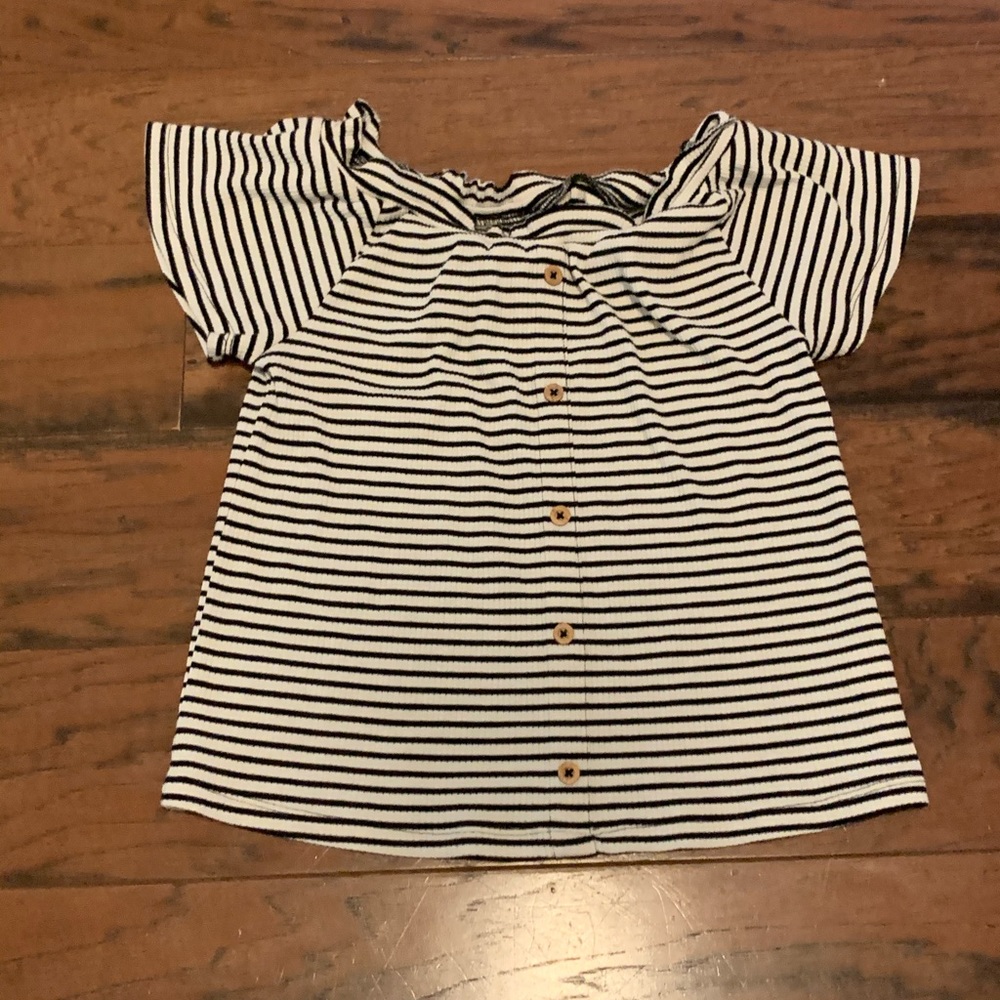 Old Navy Girls Ribbed Striped Button Blouse - S